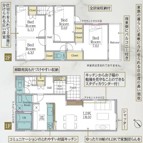 ４ＬＤＫ
対面式システムキッチンで家族と会話を楽しみながら、
料理や家事が出来ます♪